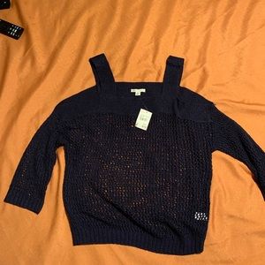 Cato Fashions Womens Medium Blue Crochet Jersey